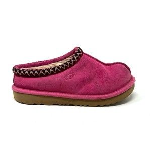 Ugg Girls Tasman II Clog Slippers Suede Pink Shearling Lined 3M
